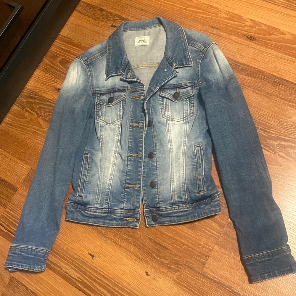 Mango slightly cropped denim jacket